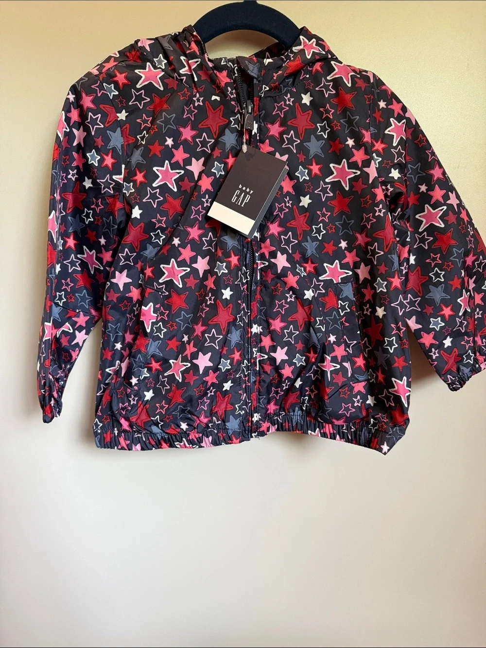 GAP Kids Star-Print Hooded Windbreaker - Pink, Red & Navy